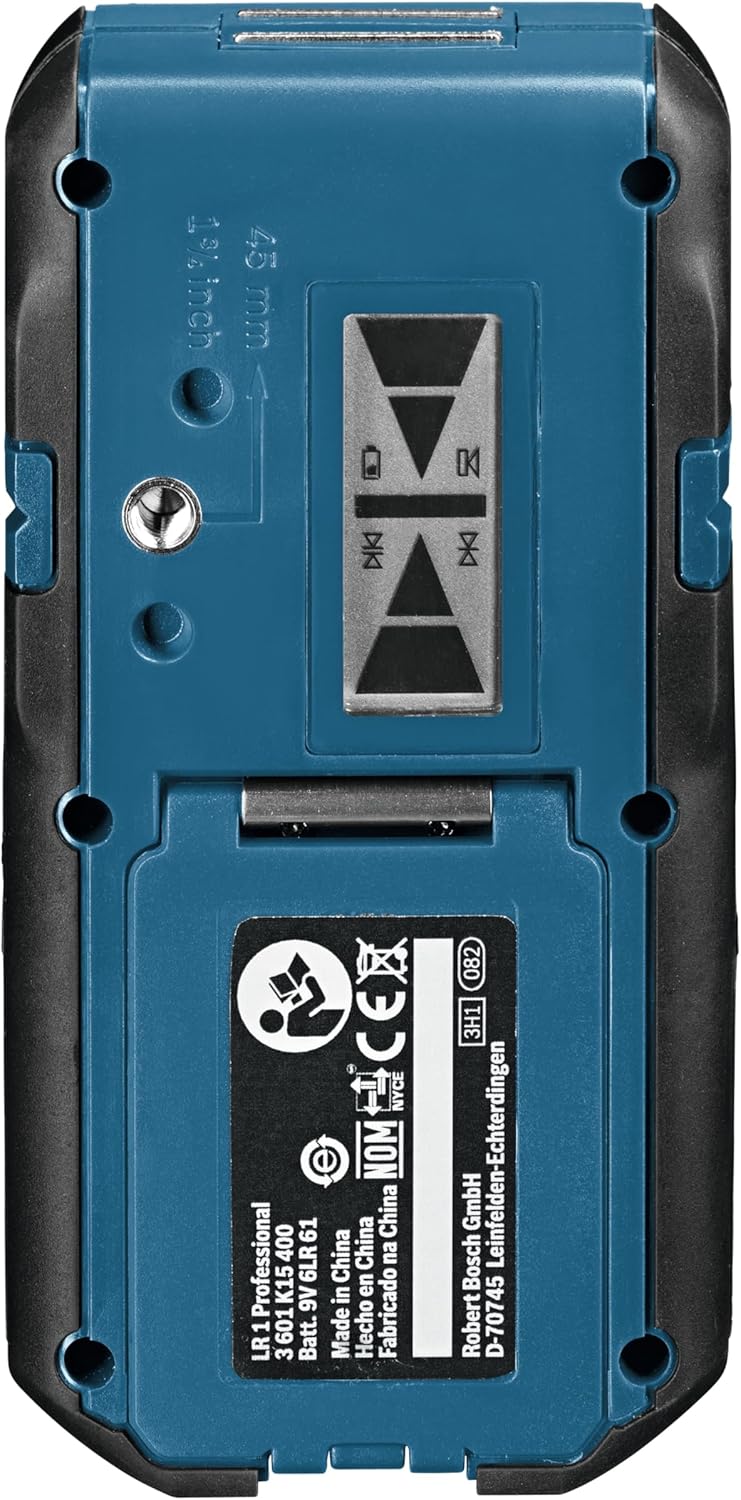 Bosch Professional Laser-Empfänger LR 1 (roter Strahl, 1x 9-V-Batterie, Halterung, Reichweite: 0–200