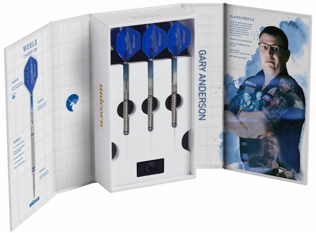 Unicorn 2019 Edition-Gary Anderson World Champion 90 Percent Dartpfeile aus Wolfram 23 g blau, 23 g