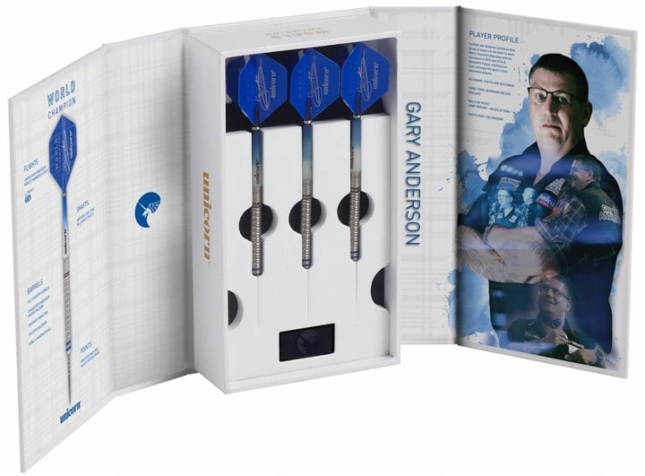 Unicorn 2019 Edition-Gary Anderson World Champion 90 Percent Dartpfeile aus Wolfram 23 g blau, 23 g