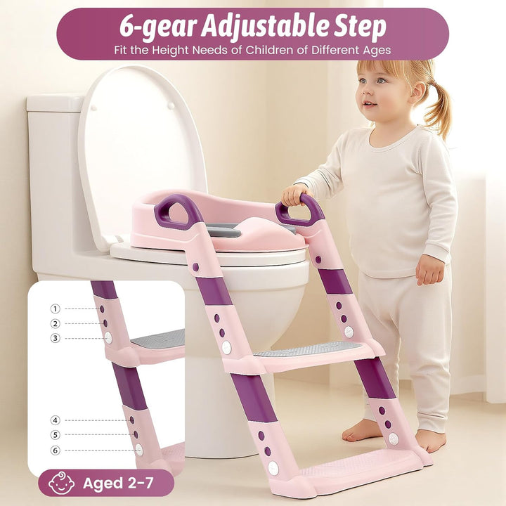 Toilettensitz Kinder mit Treppe, Toilettentrainer mit Toilettenleiter Kindertoilette, Toilettenaufsa
