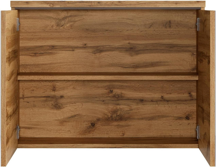 Spiegelschrank Paso 80cm Eiche - Schrank Spiegelschrank Spiegel Badezimmer Badmöbel Set Hängeschrank