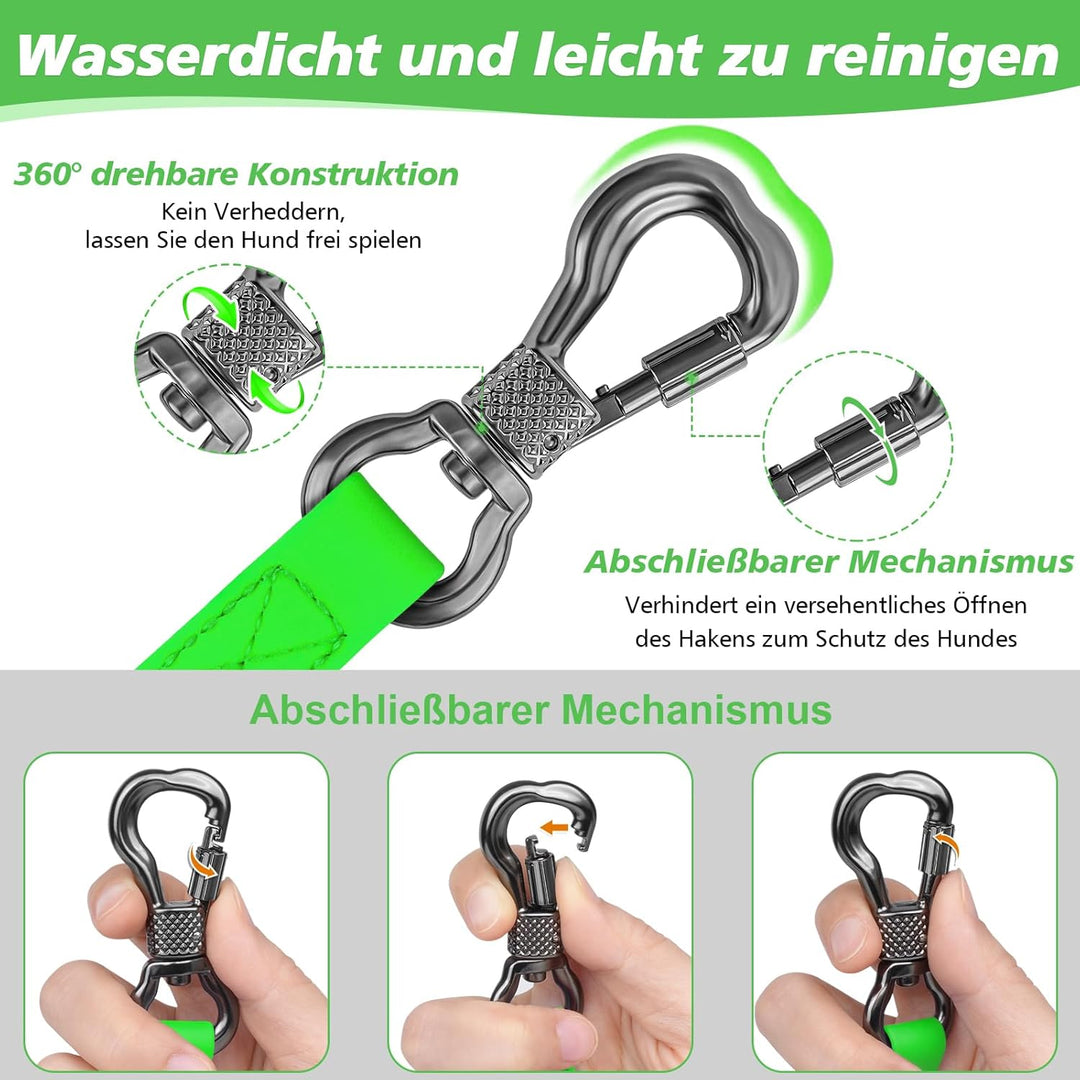 X XBEN Wasserdicht Schleppleine für Hunde, 10M Gummierte Schleppleine mit Abschliessbarer Karabine,