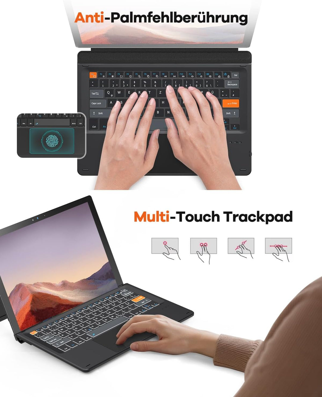 Doohoeek Bluetooth Tastatur für Surface Pro 7+/7/6/5/4/3, Kabellose Beleuchtete Tastatur, Ultraslim