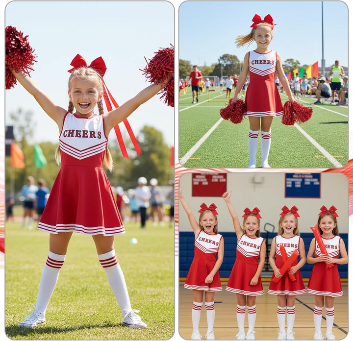 Cheerleader Kostüm Kinder, Cheerleading Outfit, 10 Stück Faschingskostüme Kinder für Komplettes Set