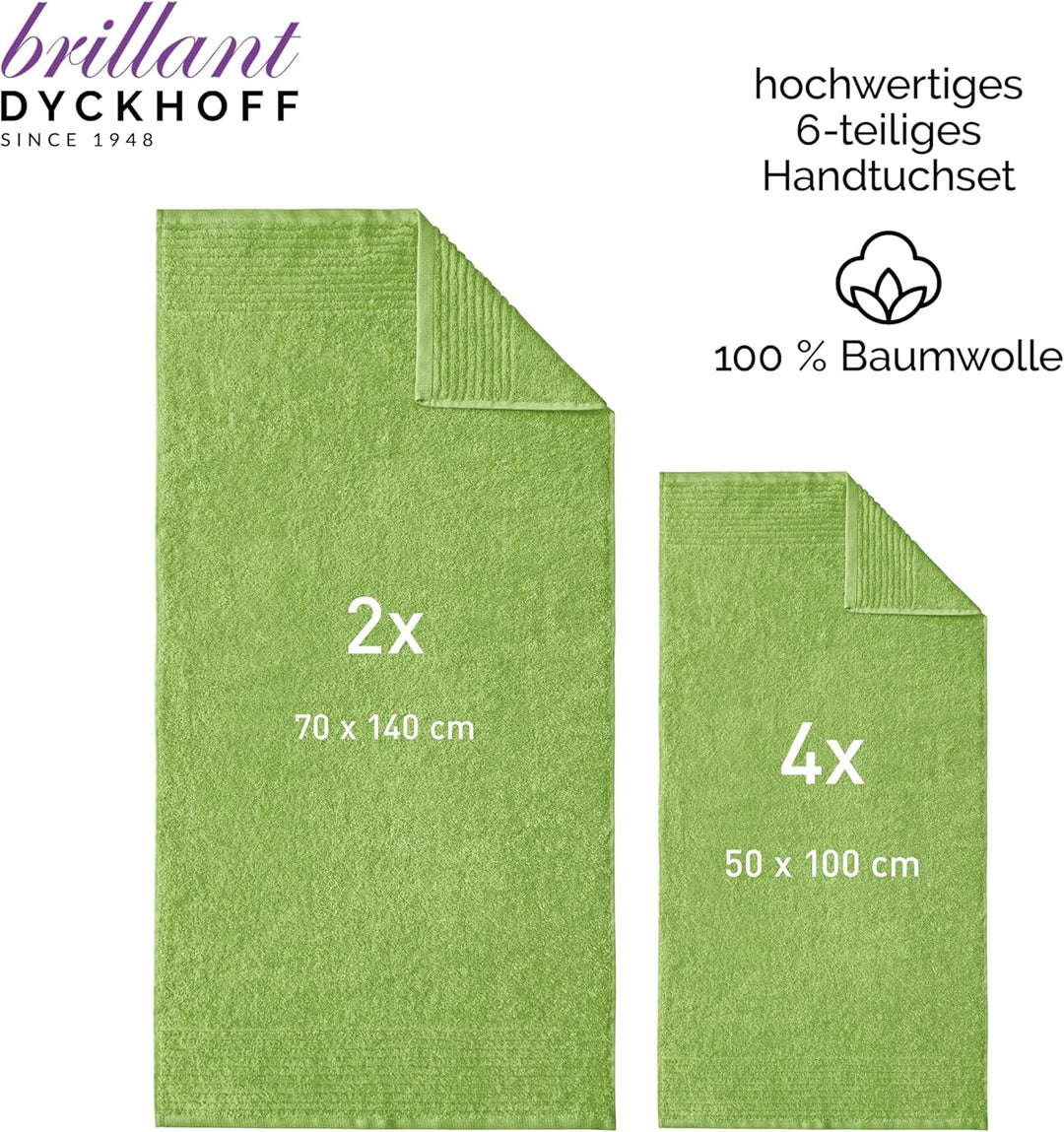 Dyckhoff 0410996325 Handtuchset "Brillant", 2 Badetücher / Duschtücher 70 x 140 cm und 4 Handtücher
