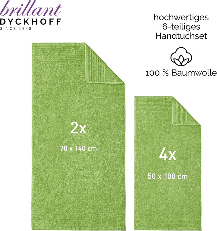 Dyckhoff 0410996325 Handtuchset "Brillant", 2 Badetücher / Duschtücher 70 x 140 cm und 4 Handtücher