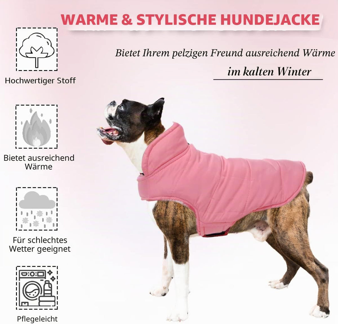 Warme Hundemantel Winter, Hundemantel mit Bauchschutz, Wintermantel für Hunde mit Reflektierend, Wen