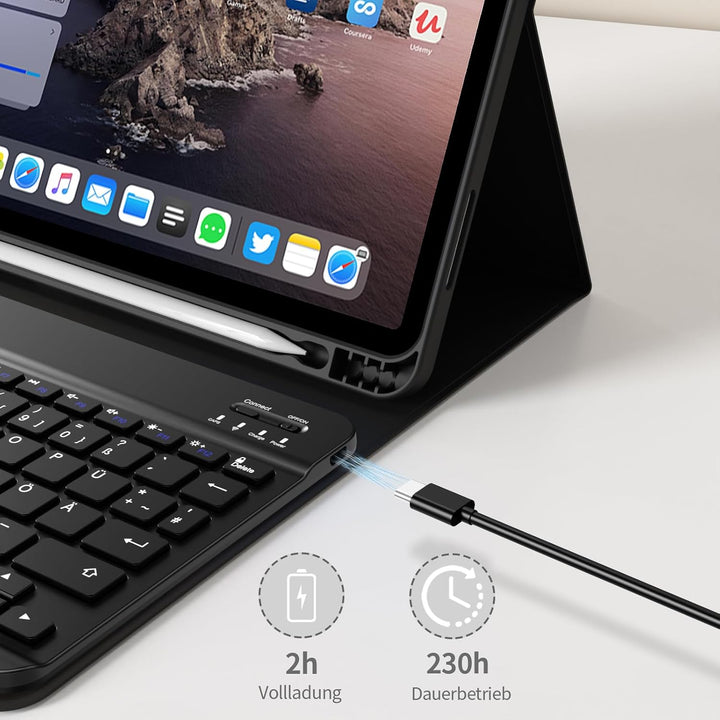 Tastatur Hülle für iPad (A16) 11 Zoll 2025/10. Generation 2022 10.9 Zoll, Magnetische Abnehmbare Kab