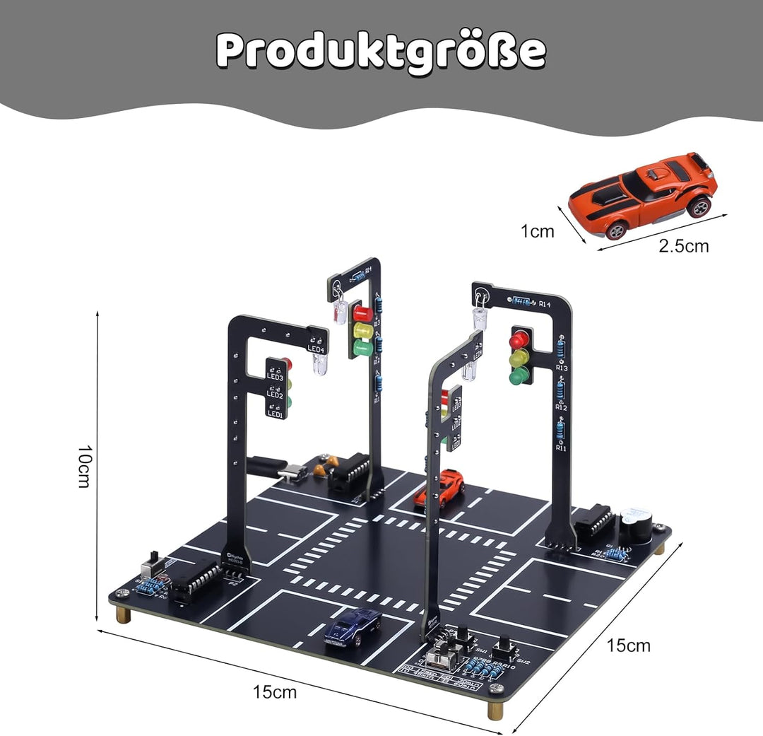 Verkehrsampel DIY Löt Bausatz, ElektoLoter LED Ampelanlage Lötprojekte mit Sound, STEM Ampel Elektro