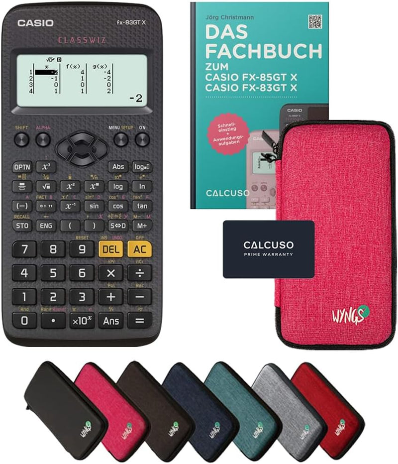 CALCUSO Standardpaket: Casio FX-83GT X technisch-wissenschaftlicher Taschenrechner + WYNGS Schutztas
