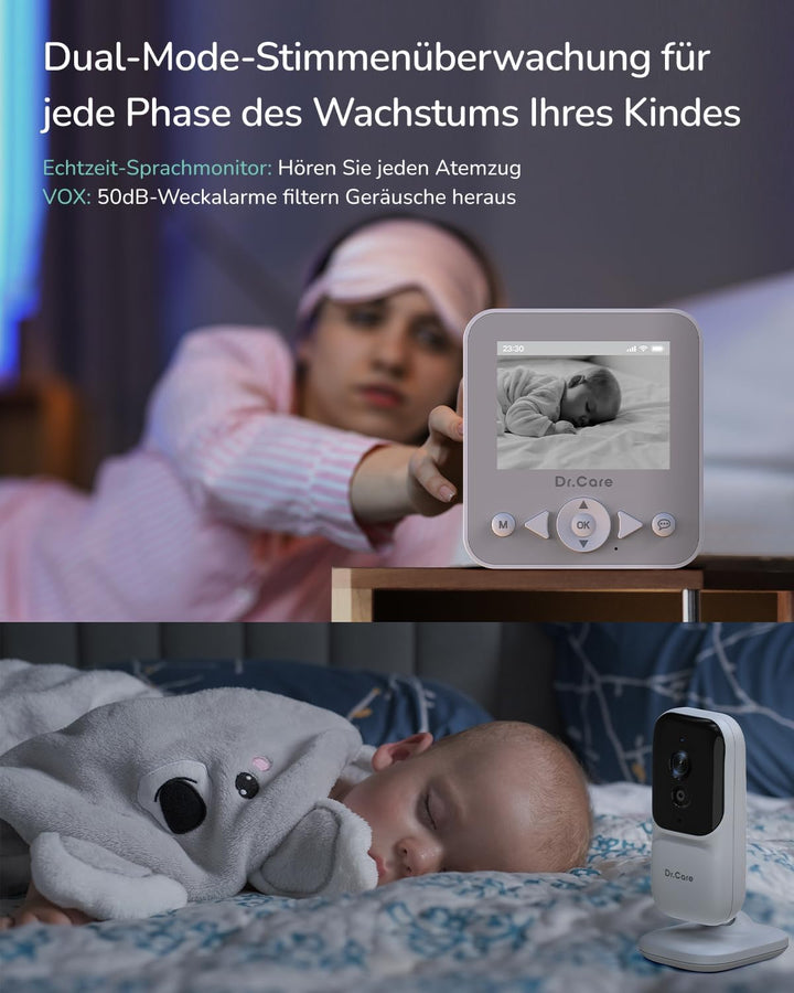 Dr.Care NeoView Video-Babyphone – 2,8" Display, 2-Wege-Audio, Video-Schleifenaufnahme, Nachtsicht, V