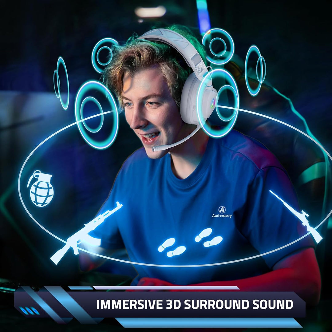 PH3 Gaming Headset Wireless für PS5, PS4, PC,Bluetooth Headset mit 50 Stunden Akku, Gaming-Headset m