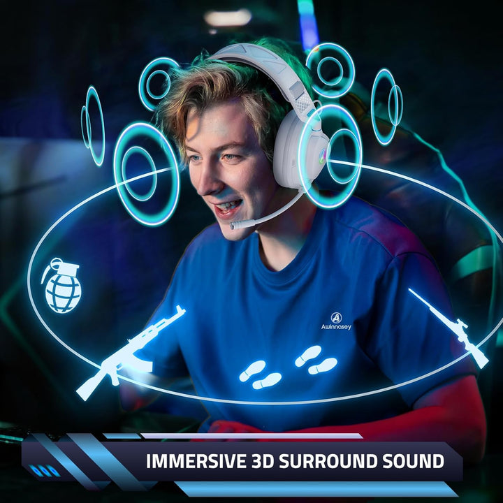 PH3 Gaming Headset Wireless für PS5, PS4, PC,Bluetooth Headset mit 50 Stunden Akku, Gaming-Headset m