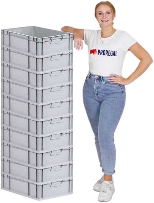 PROREGAL SuperSparSet 10x Eurobox NextGen Grip | HxBxT 17x40x60cm | Griffe geschlossen | Glatter Bod