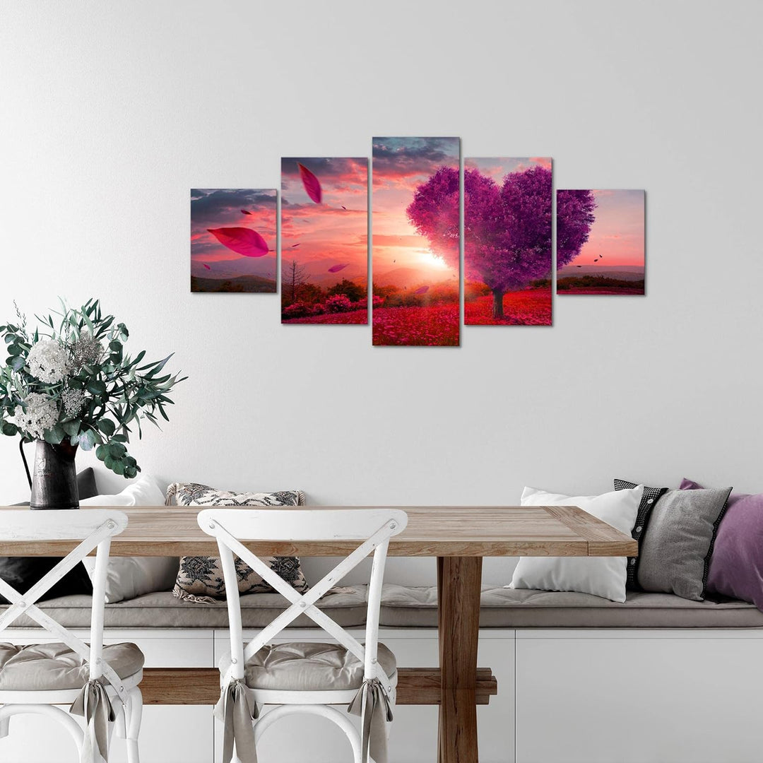 Runa Art Wandbilder Herbst Baum Herz 5 Teilig Bild auf Vlies Leinwand Deko Wohnzimmer Schlafzimmer L