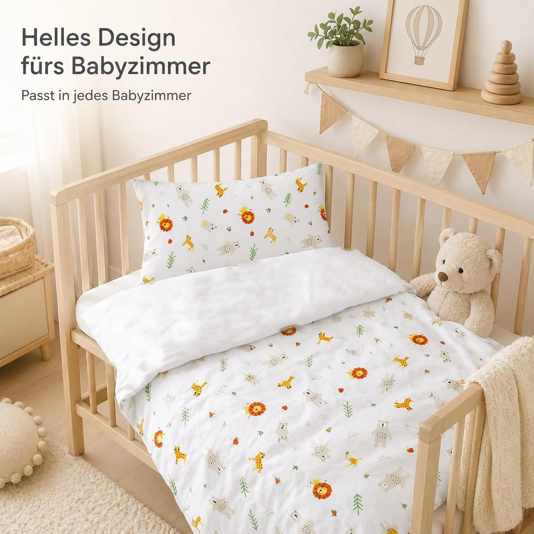various Wendbare Babybettwäsche-Sets (60 x 120 cm), 100% Baumwolle, bestehend aus Bettbezug und Kiss
