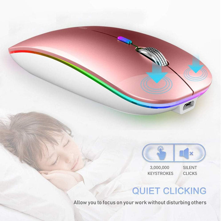 Uiosmuph Bluetooth Maus Kabellose, LED Funkmaus wiederaufladbar Leise Wireless Mouse 2.4GHz Kabellos