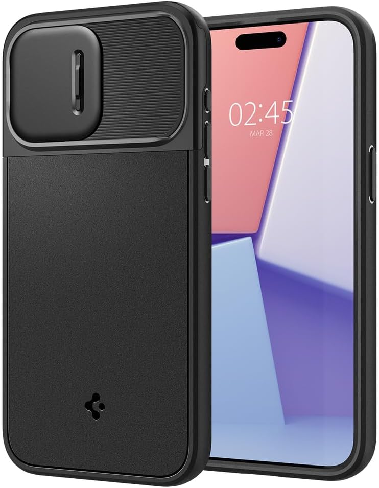 Spigen Optik Armor MagFit Hülle Kompatibel mit iPhone 15 Pro Max Kompatibel mit MagSafe -Schwarz, Sc