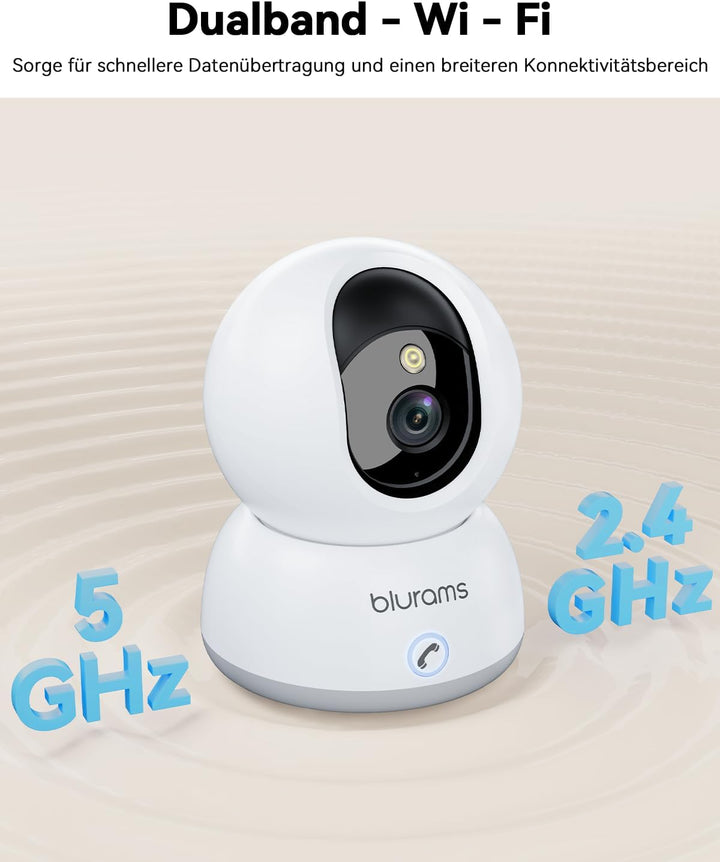 blurams 2K Überwachungskamera Innen, 360° WLAN Kamera,2.4G/5G, Bewegungsverfolgung Nachtsicht Hausti
