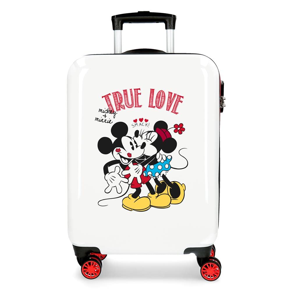 Disney Mickey True Love Kabinenkoffer Weiss 38x55x20 cms Hartschalen ABS Kombinationsschloss 34L 2,6