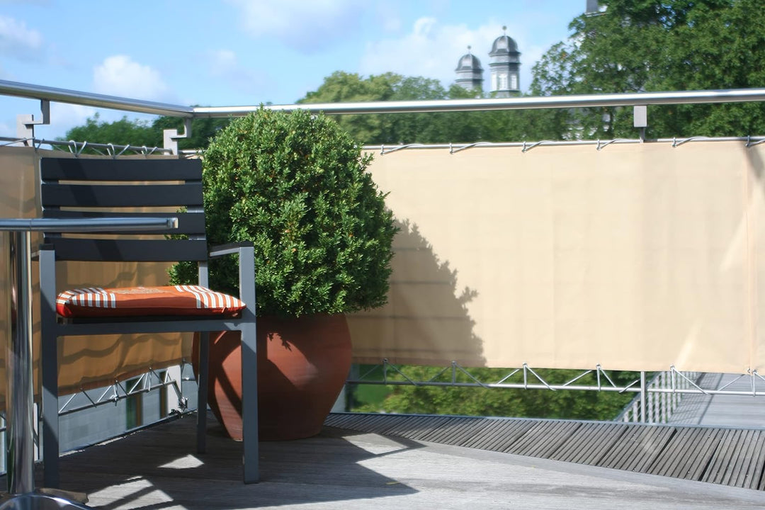 Floracord 12-90-50-01 Hochwertige Balkonumrandung aus Polyesterstoff , Beige, 90 x 500 cm