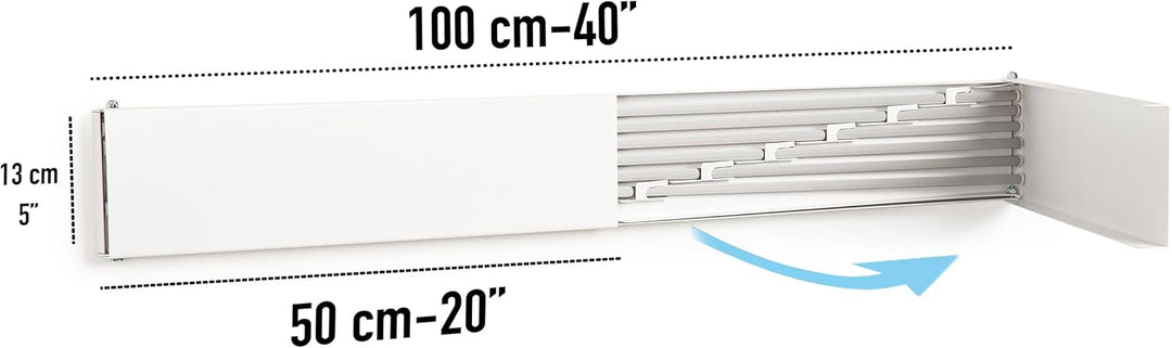 depogron Wäschetrockner 100 cm, Wand montierbar, Wäschetrockner, Faltbar, Geeignet für Innen- oder A