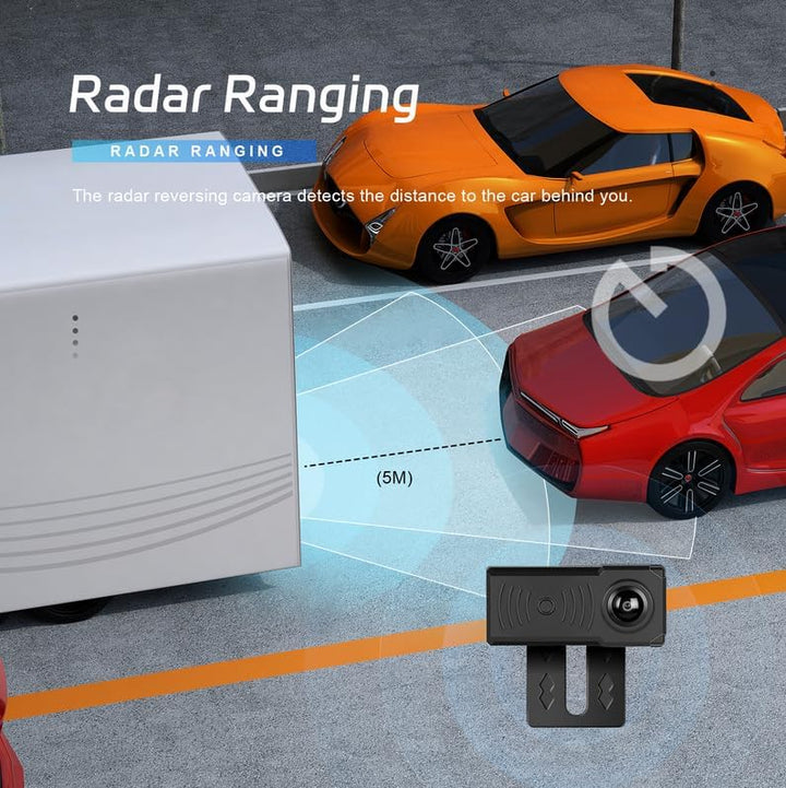 CAMECHO Radar Rückfahrkamera mit 7 Zoll Monitor 12V, IP68 wasserdichte Nachtsicht Weitwinkel Auto Ka