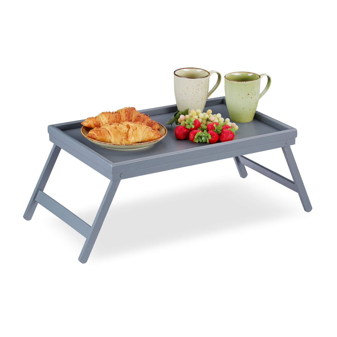 Relaxdays Betttablett Bambus, klappbare Beine, erhöhter Rand, Frühstückstablett fürs Bett, HBT: 4 x