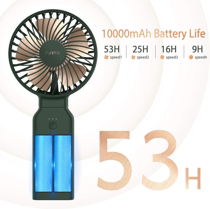 Funme Handventilator 3 in 1 Tischventilator Tragbarer Lüfter mit 53 Stunde 9000 Aufladbarer Batterie