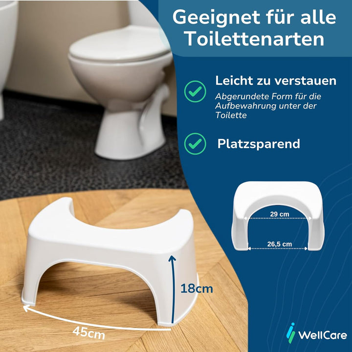 Well Care Toilettenhocker - WC Hocker fur Erwachsene - Hergestellt aus Recyceltem Kunststoff - Kloho