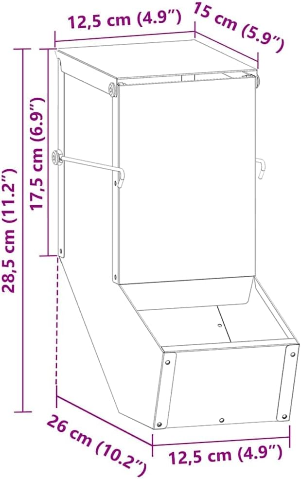 Mangloder Metall Kaninchenfuttertrog schwarz 12,5 x 26 x 28,5 cm, Futterspender Schale Station zum F