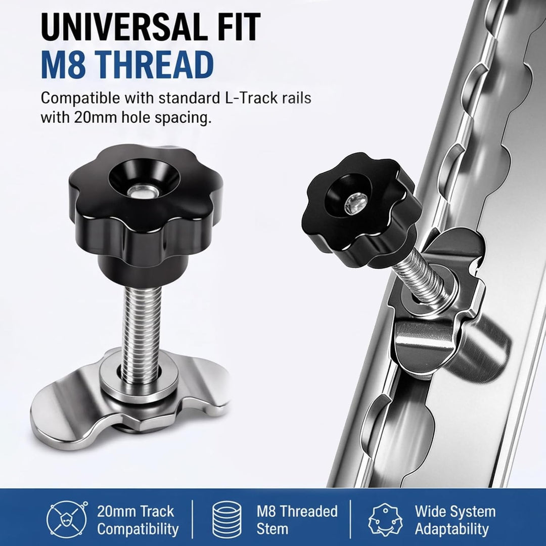 TINA.WIN 12 Stück Schraubfitting Airlineschiene M8x60 Schwarz