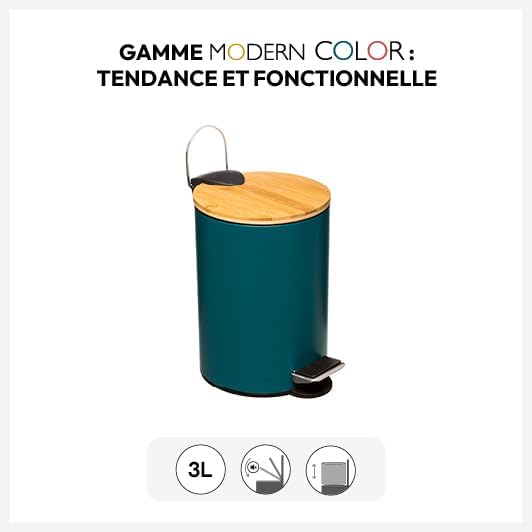 5five - Soft Close 3l modern Color mülleimer Petrolblau 3L Smaragdgrün, 3L Smaragdgrün