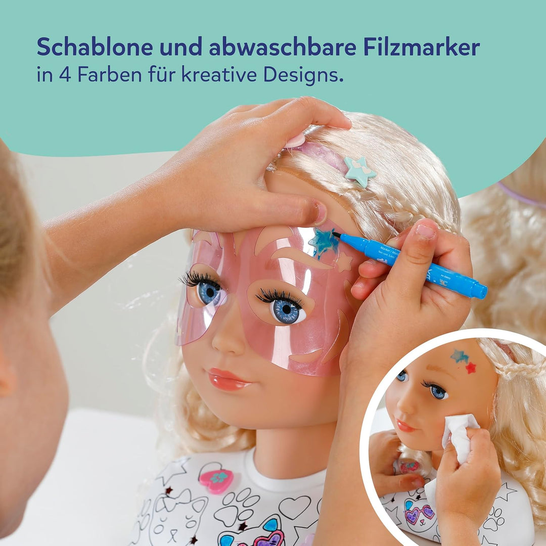 Baby Born Stylingkopf zum Frisieren &amp; Immer Wieder Bemalen Dank abwaschbarer Spezial-Marker und über