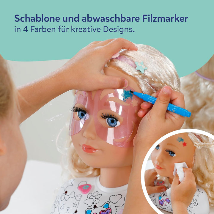 Baby Born Stylingkopf zum Frisieren &amp; Immer Wieder Bemalen Dank abwaschbarer Spezial-Marker und über