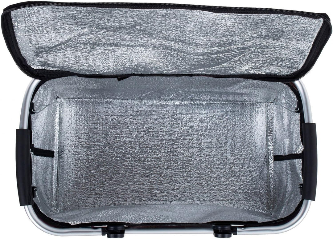 Kühltasche Gross 43x23x21 cm - Isolierte Picknickkorb Thermo mit Aluminiumrahmen - Kühlkorb für Büro