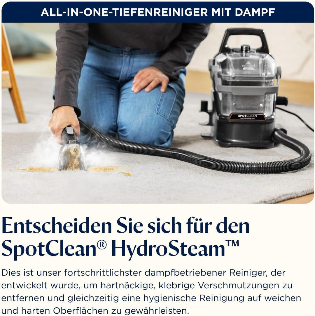 BISSELL SpotClean HydroSteam | Fleckenreiniger für Hartnäckige Flecken | Dampft, Schrubbt und Saugt