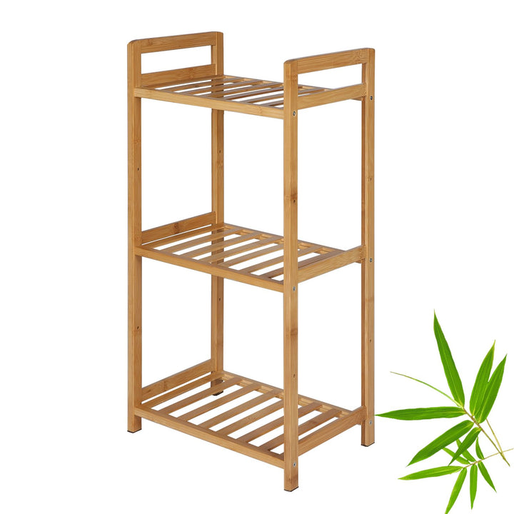 PACHIRA Standregal mit 3 Ablagen, 35 x 25 x 71 cm Bambusregal, Stehendes Lagerregal Aus Bambus, Als
