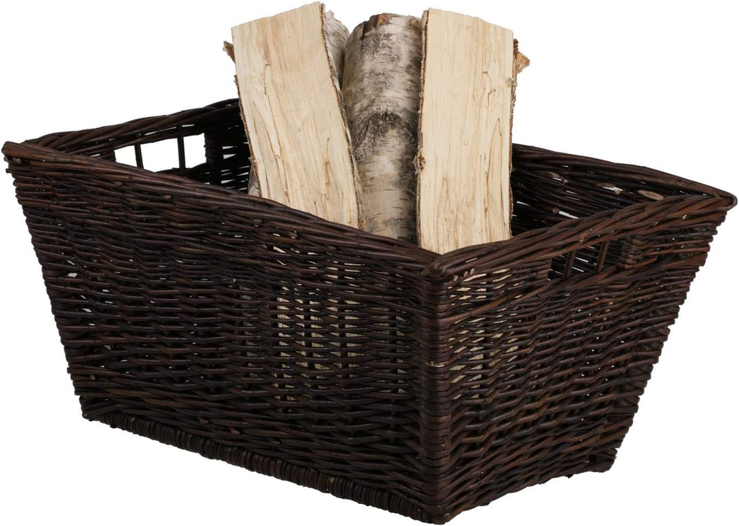 Vollweidener Kaminkorb, Weidenkorb für Kaminholz, Kaminkorb rechteckig, Spielzeugbehälter Holzkorb o