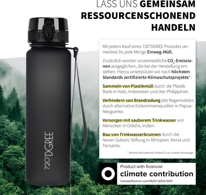 720°DGREE Trinkflasche 1l Sport “uberBottle“ softTouch +Sieb - BPA-Frei - Wasserflasche für Uni, Arb