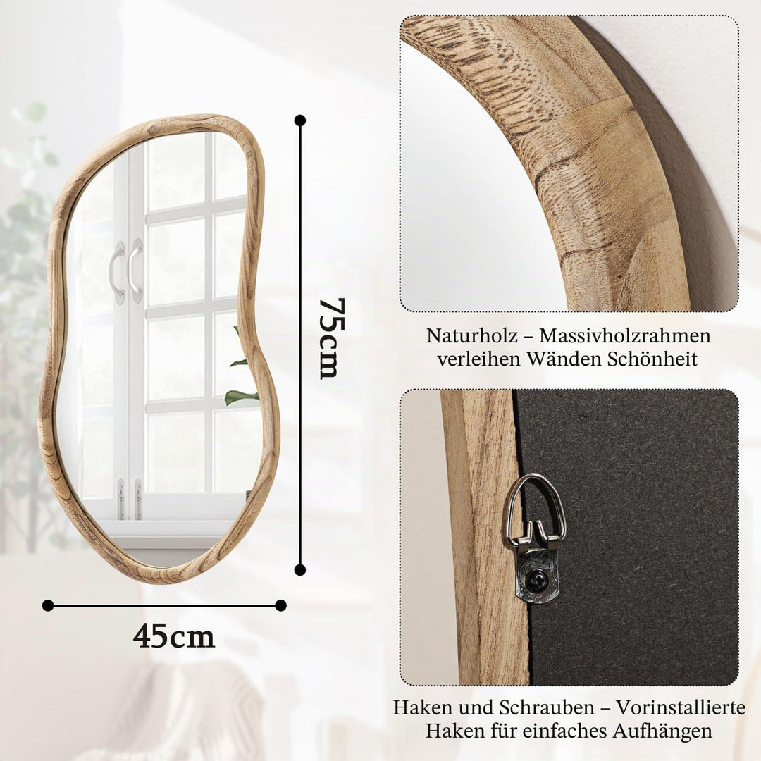 Unregelmässiger Spiegel, Farmhuose, rustikaler Badezimmer-Schminkspiegel, asymmetrischer Wandspiegel
