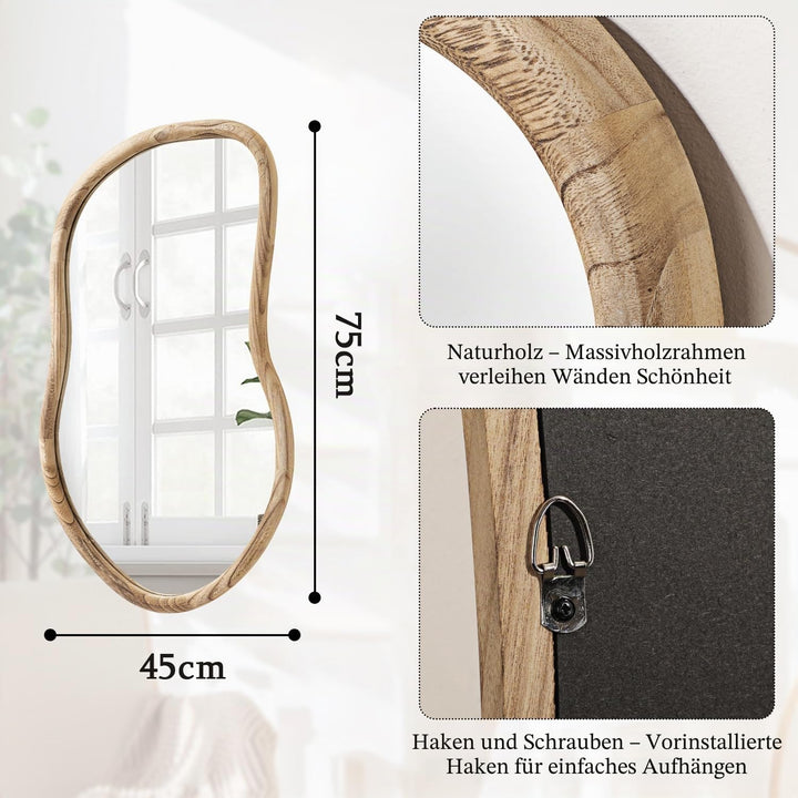 Unregelmässiger Spiegel, Farmhuose, rustikaler Badezimmer-Schminkspiegel, asymmetrischer Wandspiegel