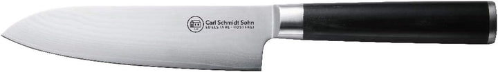 CARL SCHMIDT SOHN Santokumesser Konstanz aus Damaststahl und Holz in der Farbe Silber-Schwarz, Kling