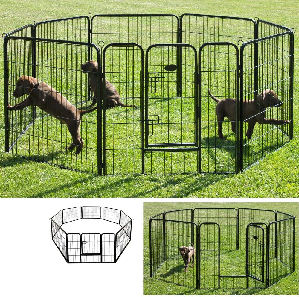petigi Welpenauslauf XL, 8-teilig, Element-Mass: 60x80 cm, pulverbeschichteter Stahl, Welpenlaufstal