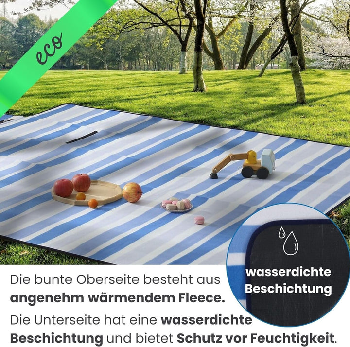wometo eco-line nachhaltige Picknickdecke wasserdicht 200x200 100% recyceltes Fleece XXL Outdoor Ges