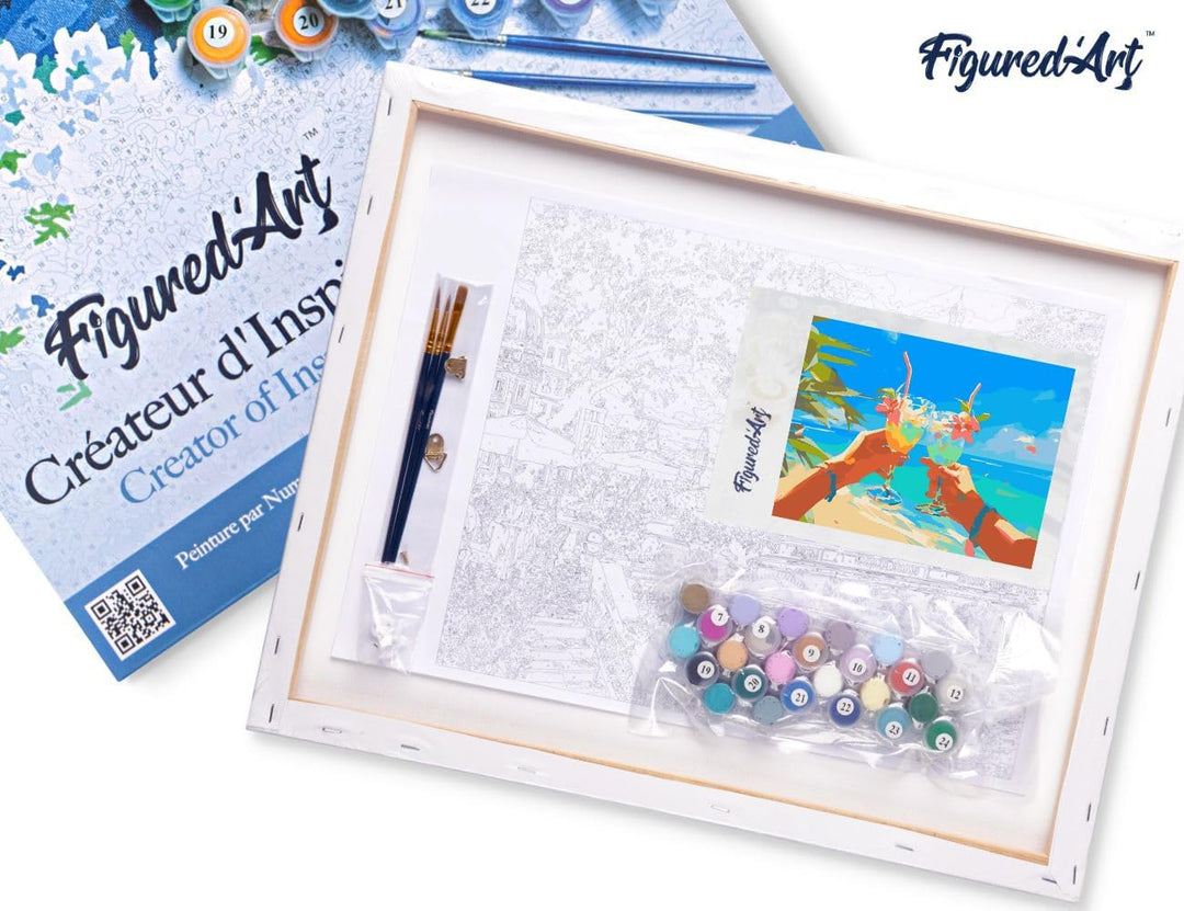 Figured'Art Malen Nach Zahlen Erwachsene Mit Rahmen Strand-Toast - Paint by Numbers Basteln DIY Bast