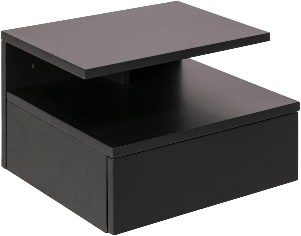AC Design Furniture Fia Nachttisch mit 1 Schublade in Dunkelgrau, 1 Stück, Wandschrank im Minimalist
