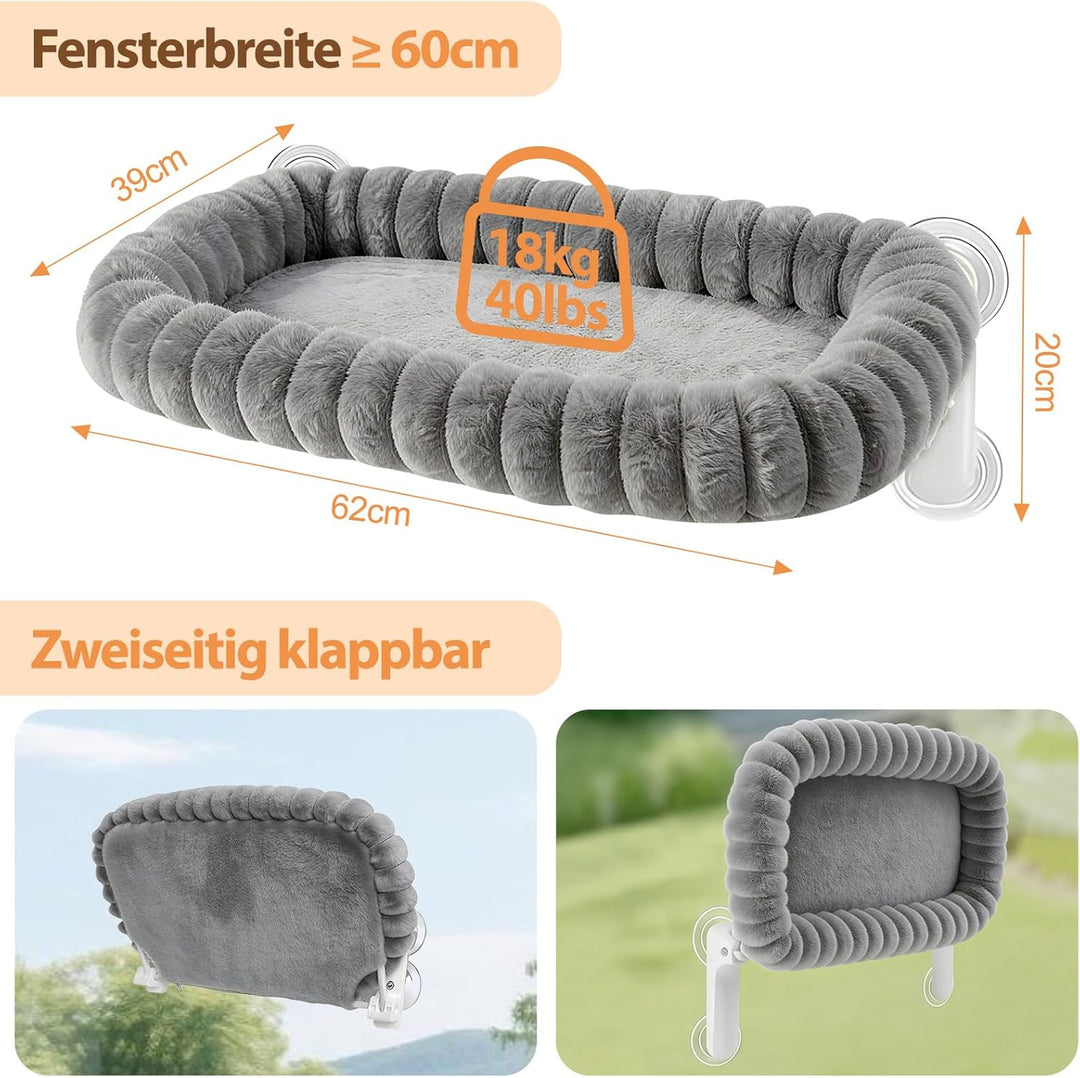 Katzen Fensterliege, Klappbarer Katzenbett Fenster Katzenliege Fensterbank Hängematte mit 4 Saugnäpf