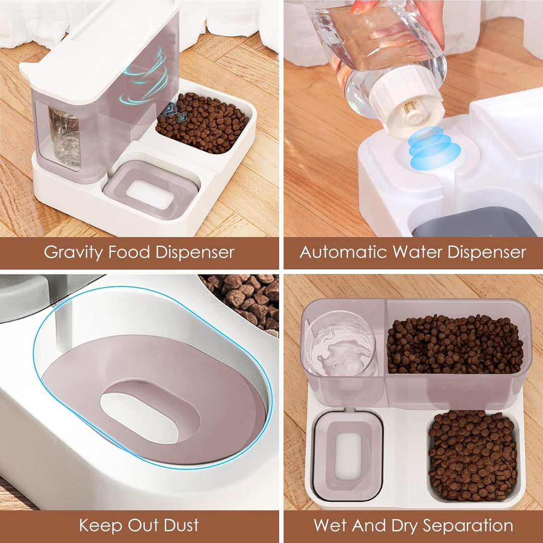 Futterautomat Katze Set, 3.8L 2-in-1 Automatischer Gravity Katzen Hund futterautomaten Wasserspender