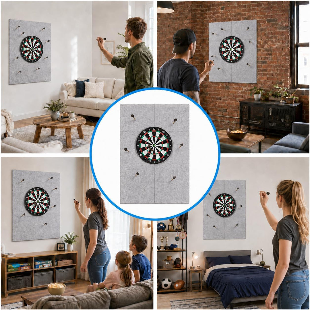 Faltbare Filz Dartboard Wandschutz, Silbergrau 60 x 90 cm, 12 mm Dicke, Selbstklebend Dartscheiben U
